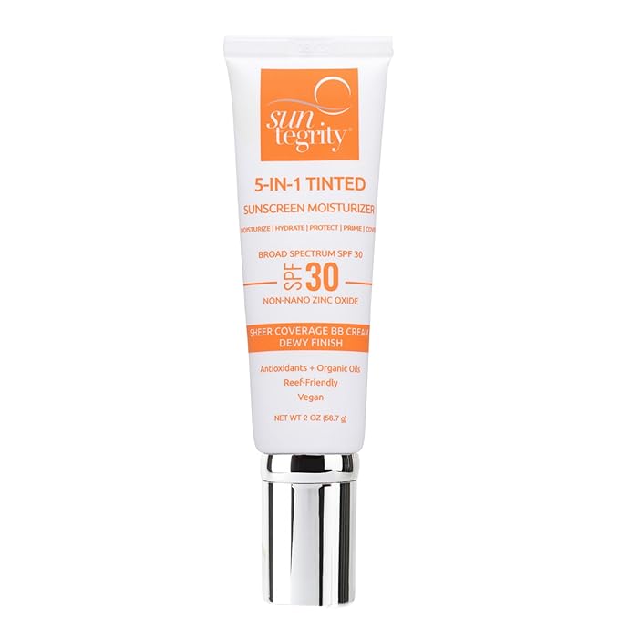 Suntegrity Tinted 5 in 1 Mineral Sunscreen for Face (SPF 30-2 oz) - Golden Light | BB Cream Moisturizer with Physical UVA/UVB Broad Spectrum Protection | Safe for Sensitive Skin-GlimoraGlow
