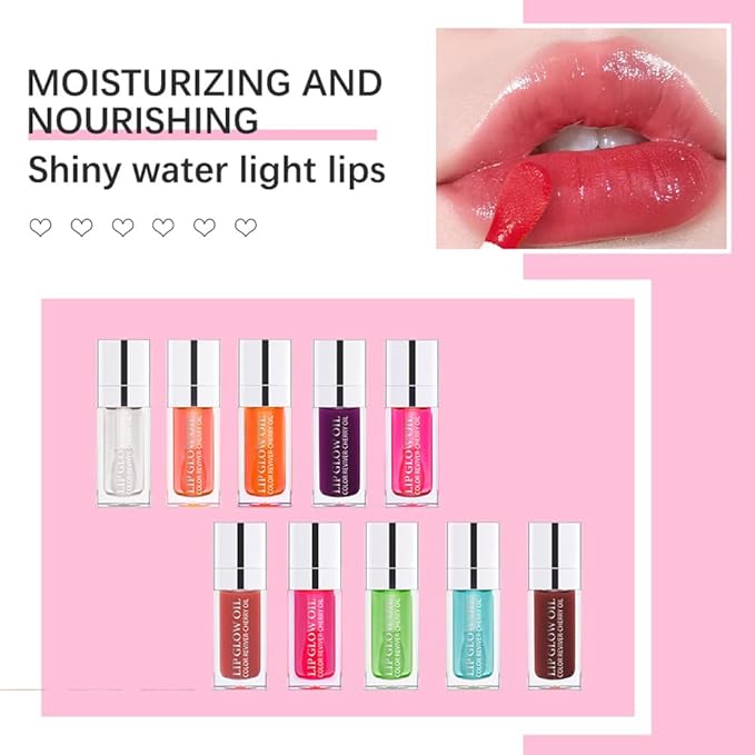 Hydrating Lip Glow Oil, Moisturizing Lip Glow Oil, Nourishing Glossy Transparent Lip Oil, Plumping Lip Oil, Lip Balm, Non-sticky Tinted Toot Lip Balm for Lip Care (BROWN) 0.2 OZ-GlimoraGlow
