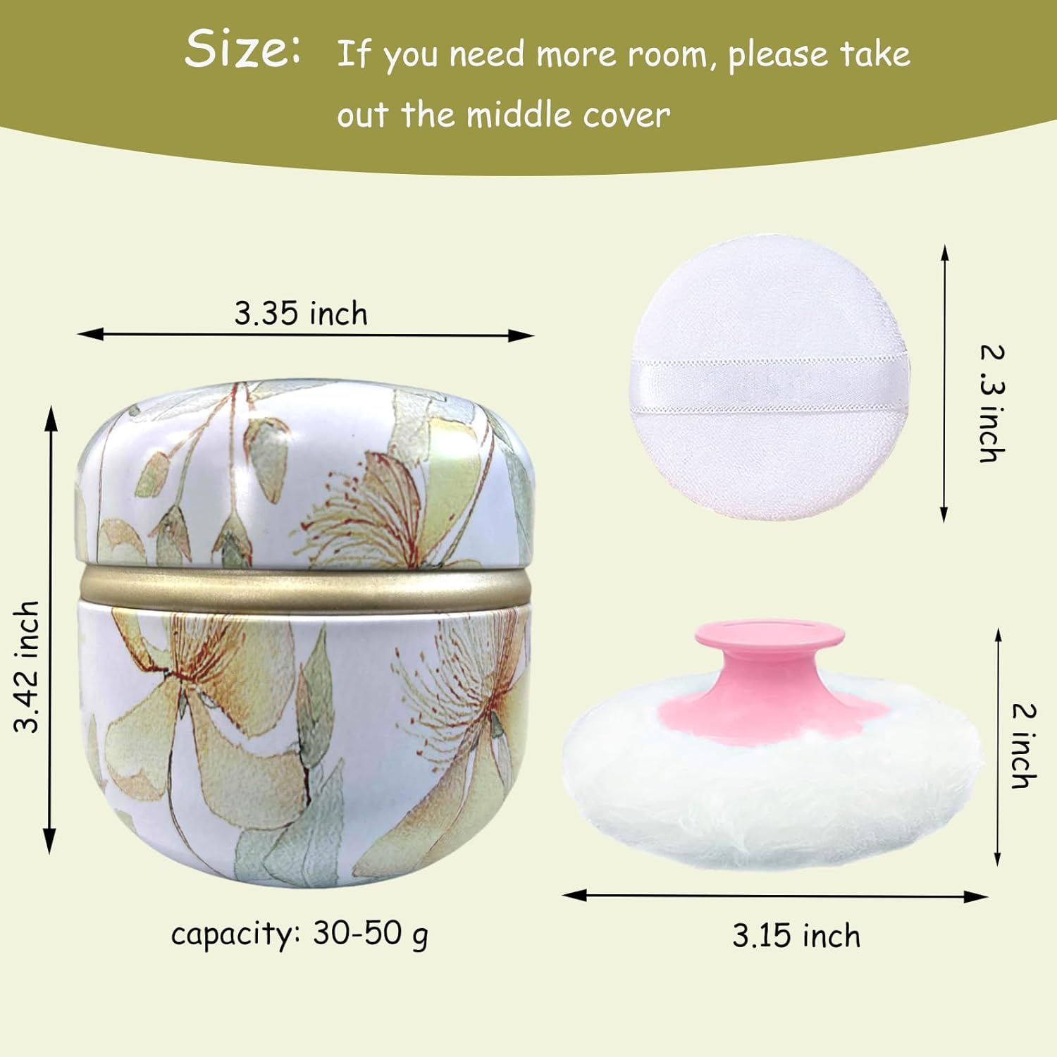 Body Powder Puff and Container for Dusting Powder, Women Powder Puff and Powder Case for Bath and Travel (Flower Song)-GlimoraGlow