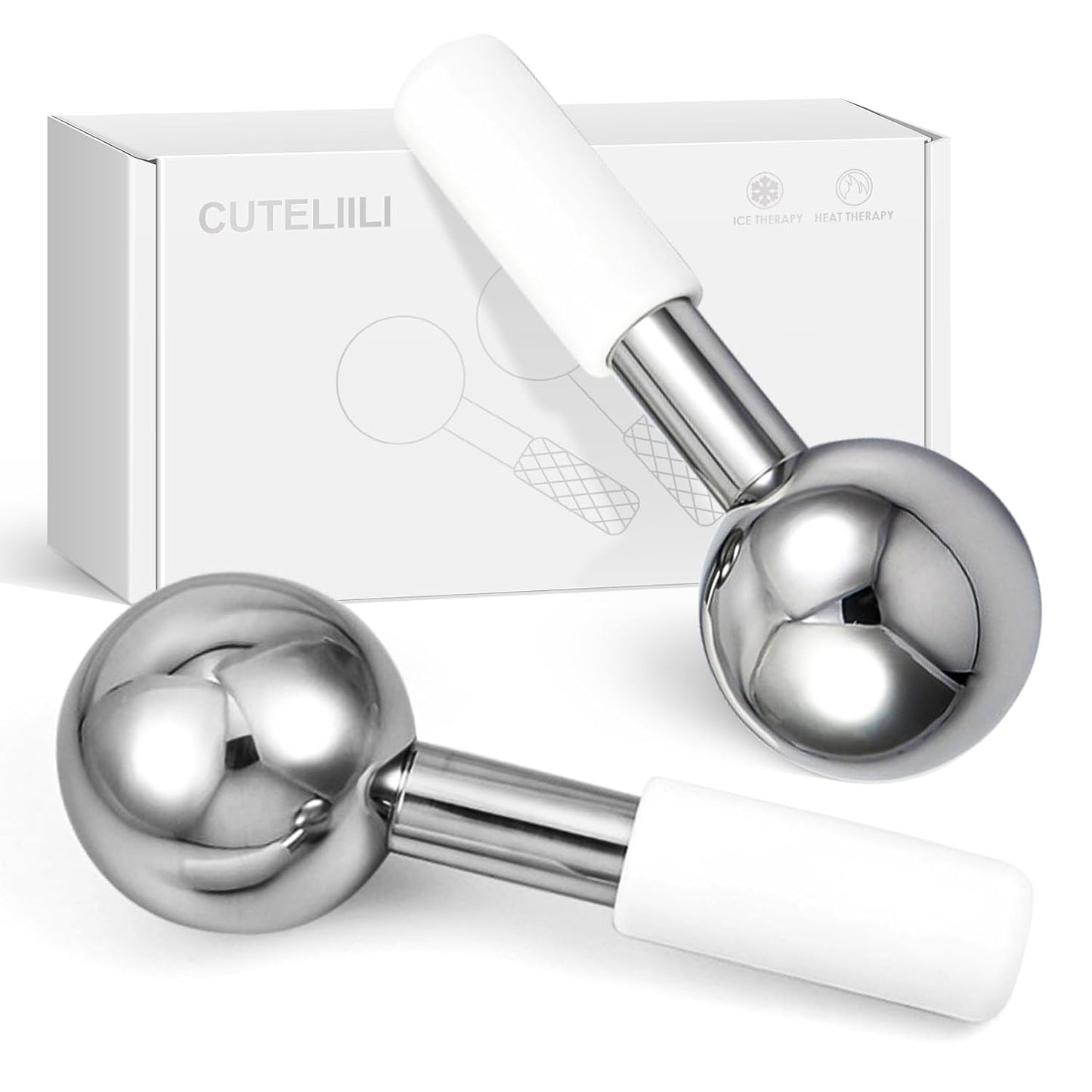 Ice Globes for Face, Unbreakable Stainless Steel Ice Globes for Facials for Puffiness, Wrinkles,Ice Balls for Face Neck & Eyes Skin Care-GlimoraGlow