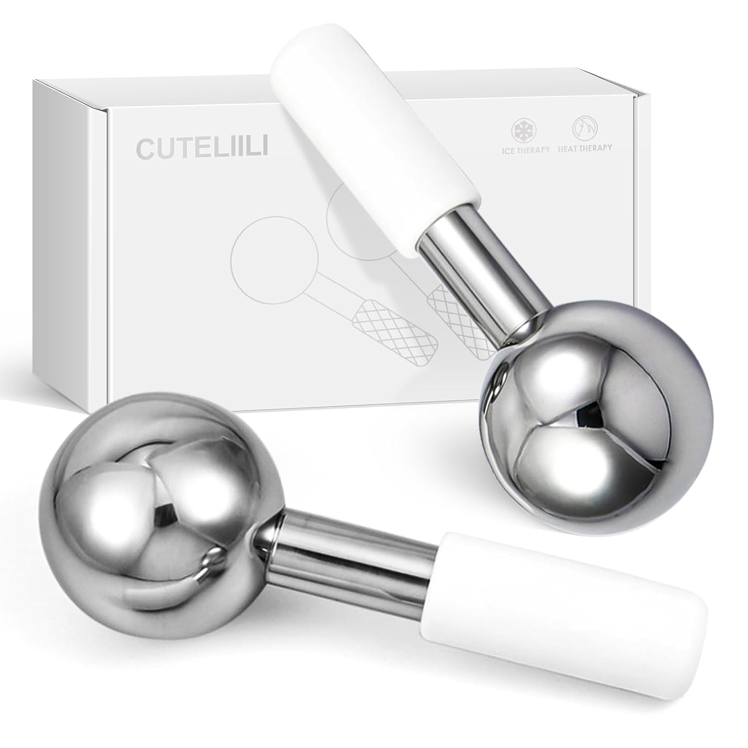 Ice Globes for Face, Unbreakable Stainless Steel Ice Globes for Facials for Puffiness, Wrinkles,Ice Balls for Face Neck & Eyes Skin Care-GlimoraGlow