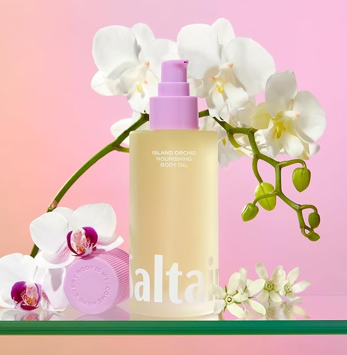 Saltair Body Oil. Luxurious Island Orchid After Shower and Bath Oil Moisturizer for Women. Botanical, Non-Greasy, and Well-Absorbing Lotion for Hydrating Dry Skin. 4oz Pump Bottle-GlimoraGlow