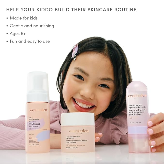 Evereden Kids Multi-Vitamin Hydrating Face Mist | Nourishing Face Spray, Preppy Skincare Essential for Ages 6+ | Clean Formula Safe for Sensitive Skin | Multi-Vitamin Complex, Peach & Mango Juice-GlimoraGlow