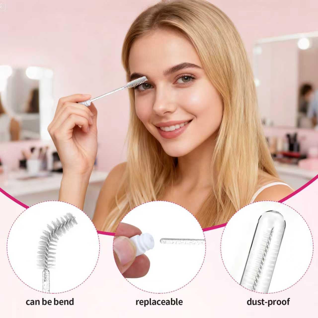 50 Pcs Lash Shampoo Bottle Brushes Set 10 Empty Foam Pump Dispensers 10 Label Stickers 10 Mascara Wands and Tubes 10 Cleansing Brush 10 Bag for Eyelash Extensions Aftercare(White)-GlimoraGlow