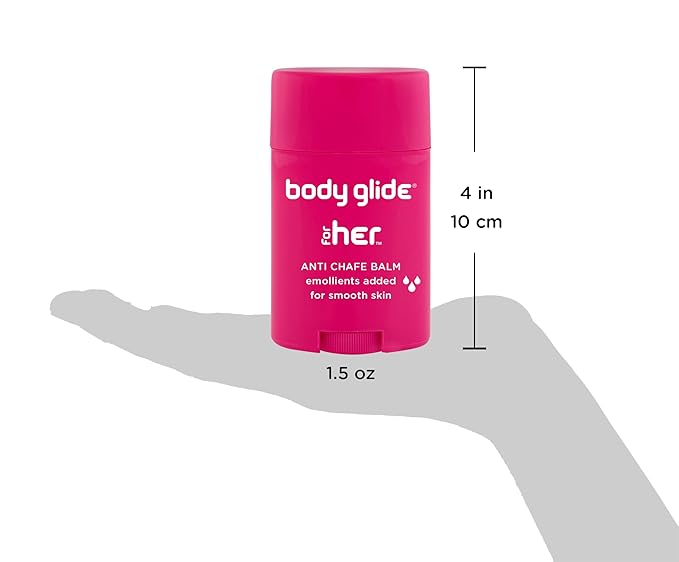 Body Glide For Her Anti Chafe Balm | Chafing stick with added emollients | Great for dry, sensitive skin and/or sensitive areas | Use on chest, bra, butt, groin, arm, and thigh chafing | 1.5oz-GlimoraGlow