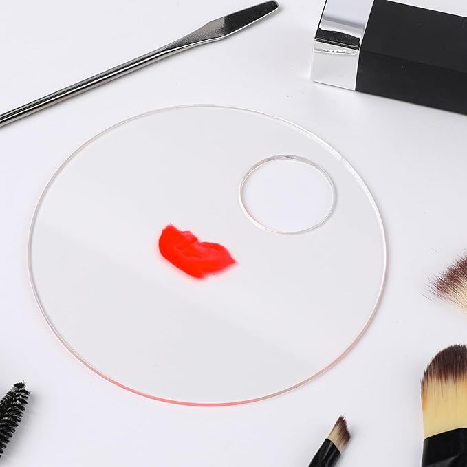 2 Pcs Makeup Palette Tray Clear Makeup Mixing Tray Cosmetic Palette Acrylic with 2 Pcs Spatula Tool Foundation Mixing Palette Cosmetic Palette for Mixing for Nail Art Foundation Shadow-GlimoraGlow