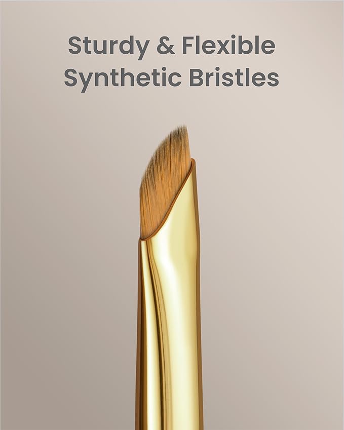 Desert Oak Series Precision Angled Eyeliner Brush - Ultra-Fine Nylon Bristles for Razor-Sharp Gel/Liquid/Powder Lines, Detail Work & Tightlining, Bubinga Handle & Brass Ferrule (CM 181)-GlimoraGlow