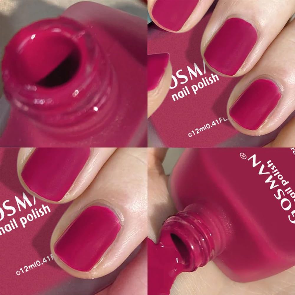 12ml Hot Pink Matte Nail Polish, Quick Dry Nail Lacquer for Nail Art Varnish, Mist Effect Matte Finish Velvet Nail Polish, 0.41 fl oz (Hot Pink, 0.41 fl oz)-GlimoraGlow