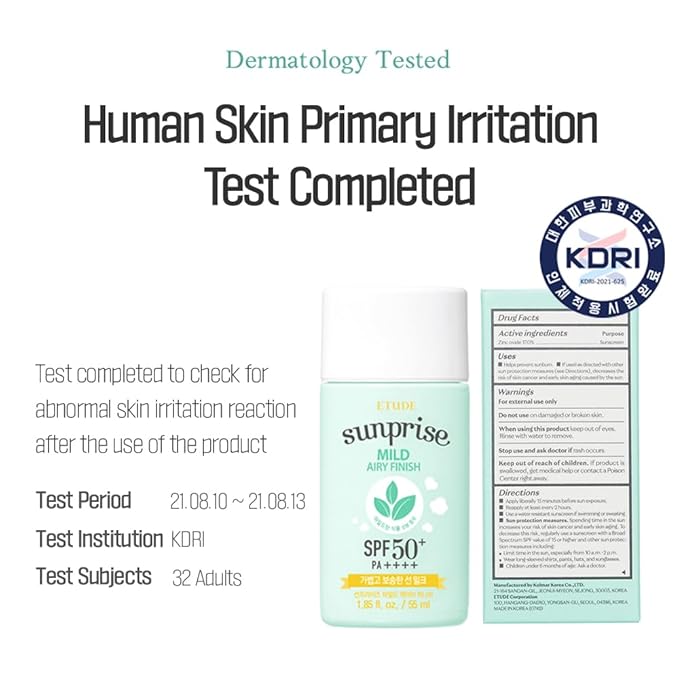 ETUDE Sunprise Sunscreen Mild Sun Milk SPF 50+ / PA++++ (55ml) | Sebum-free, Non-Sticky, Long Lasting Protection, 100% Mineral Korean Sunscreen for sensitive skin-GlimoraGlow