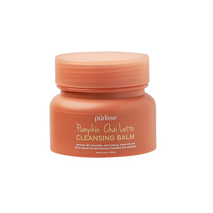 pūrlisse Pumpkin Chai Latte Cleansing Balm - Hydrating Facial Cleanser Enriched with Pumpkin, Chai & Soy Milk - Makeup Remover Balm & Gentle Face Wash for Women & Men (3.4 oz)-GlimoraGlow