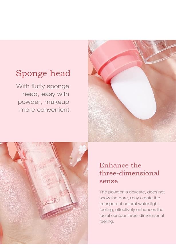 2 Pack Glitter Powder Highlighter Makeup, Body Brightens the Natural Three-Dimensional Face Blusher Patting Powder Highlighter. (01# White moonbeam)-GlimoraGlow