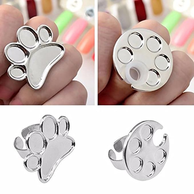 2 Pieces Mini Nail Art Polish Holder Nail Art Palette Rings Nail Palette Finger Rings-GlimoraGlow