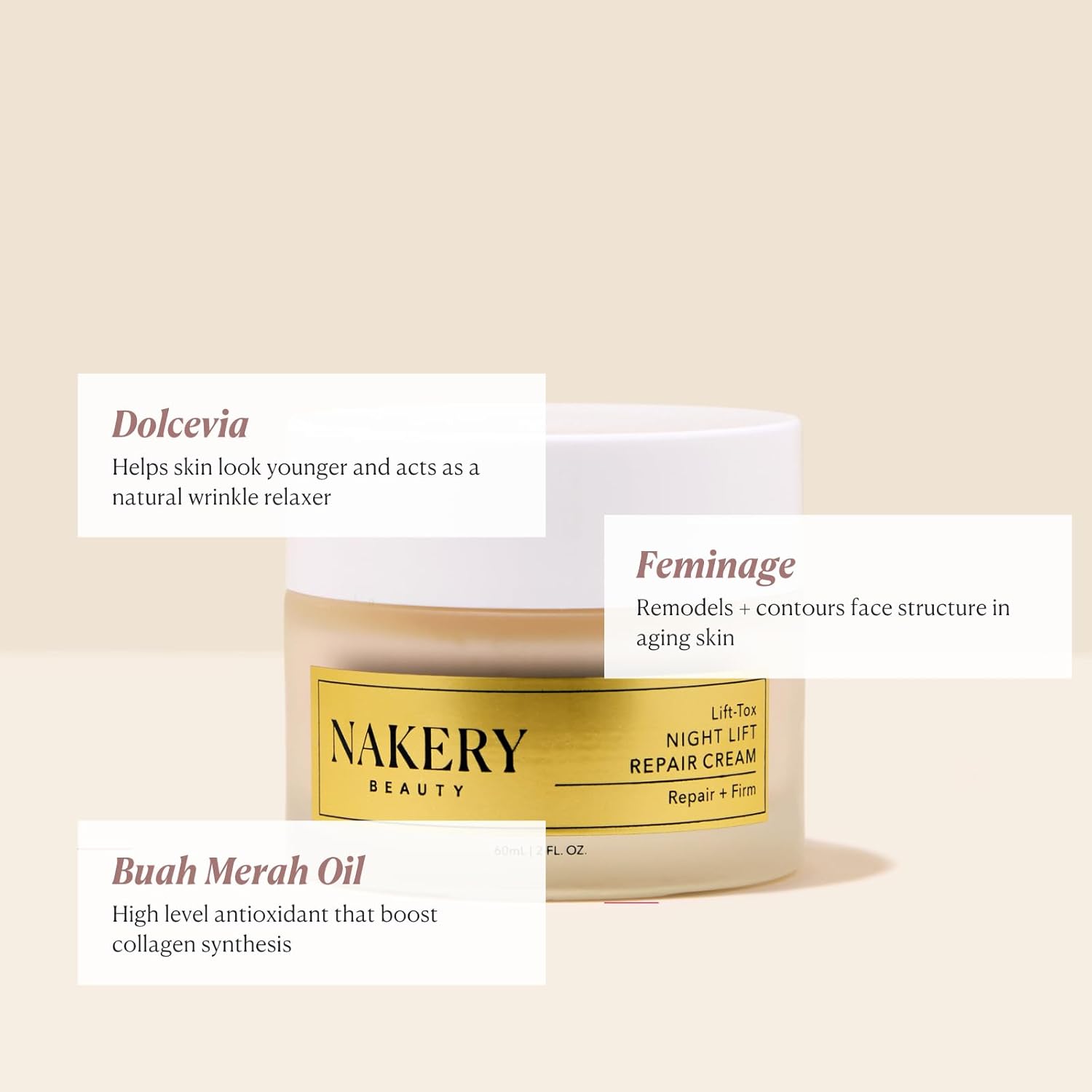 Nakery Lift-Tox Night Cream for Women - Overnight Anti Wrinkle Face Cream for Firmer & Smoother Complexion - Hydrating Night Cream for Women with Crepey Skin - Rich Night Face Cream for Mature Skin-GlimoraGlow