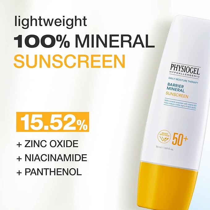 Physiogel Lightweight Moisture Korean Sunscreen, Broad Spectrum SPF 50+, Water Resistant & Safe for Sensitve Skin, Reef Friendly, Paraben-Free, Dermatologically Tested, Korean Skin Care.-GlimoraGlow