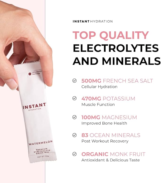Instant Hydration Electrolytes Powder Packets - Electrolyte Drink Mix - Zero Sugar - Keto, Vegan, Gluten-Free, Non-GMO - Boost Recovery, Brain Health, Muscle & Tissue Support- 30 Sticks-GlimoraGlow