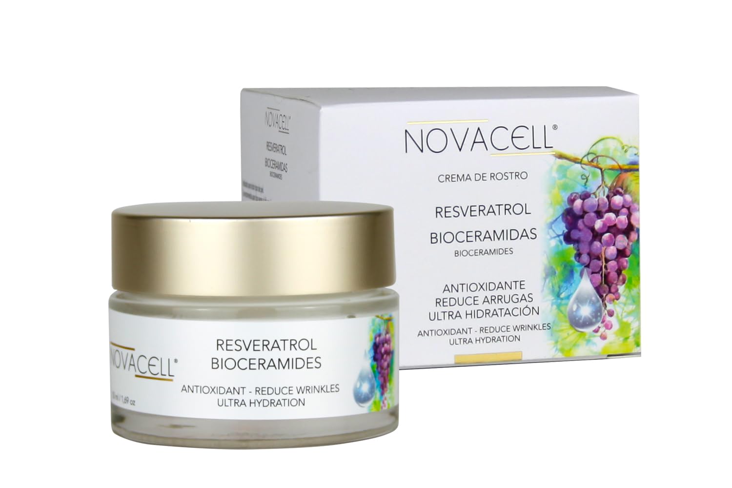 Resveratrol Face Moisturizer Cream with Ceramides - Nourishing, Keeps Moisture & Helps Elasticity, Firmness. Fills Expression Lines & Wrinkles - 50 ml-GlimoraGlow