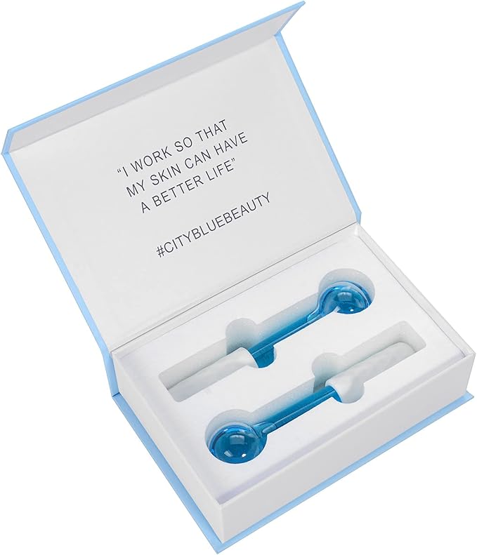 ICE GLOBES SMALL BALLS for Eyes, 2 PCS Blue Facial Globes for Massage Tool, Facial Roller Cold Skin Massagers, Tighten Skin, Reduce Puffiness and Dark Circles, Enhance Circulation-GlimoraGlow