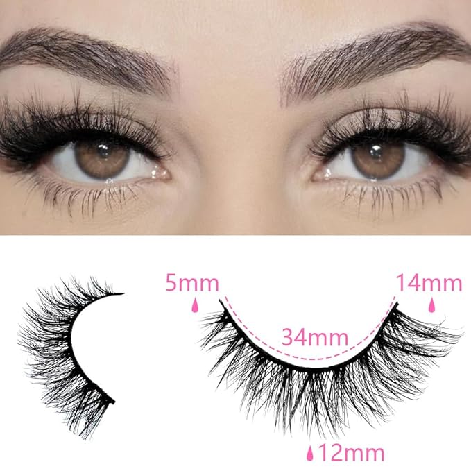 False Eyelashes 48 Pairs Faux Mink Lashes 14mm Wispy Lashes 3D Fluffy Cat Eye Lashes Pack Bulk Wholesale Strip Lashes(style 48-045)-GlimoraGlow