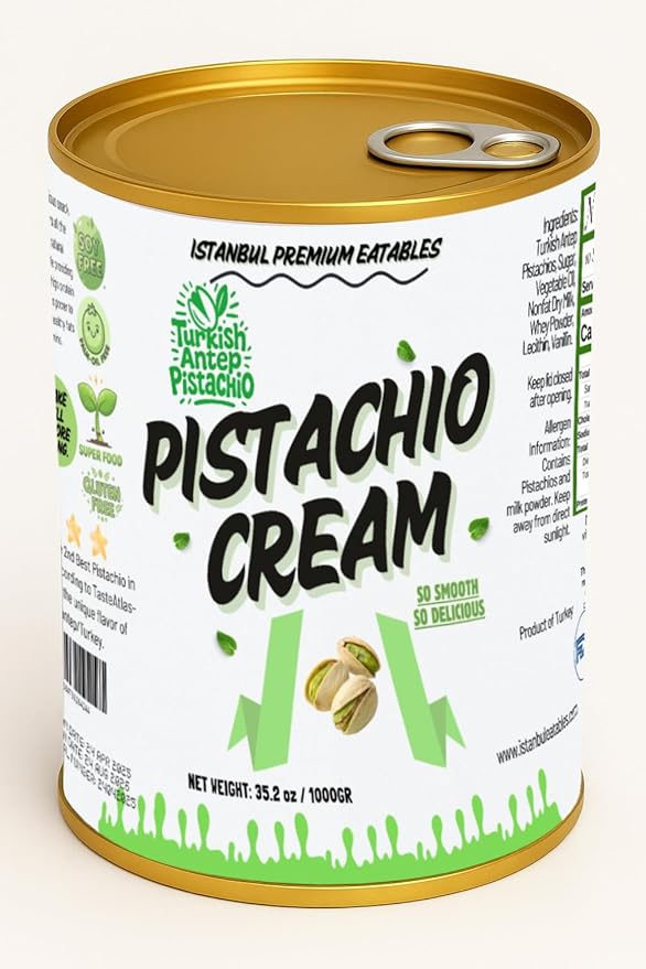 Istanbul Premium Pistachio Cream, Pistachios for Dubai Chocolate Bar, Cream for Dessert, Kataifi & Knafeh, Crema de Pistacho Pistachio Cream, Non-GMO, 2.2 lb (1kg)-GlimoraGlow