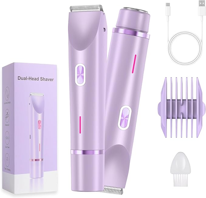 2025 New Electric Womens Shaver, 2-in-1 Women's Body Shaver, Bikini Electric Razor, Wet and Dry Use Body Trimmer for Home (Purple)-GlimoraGlow