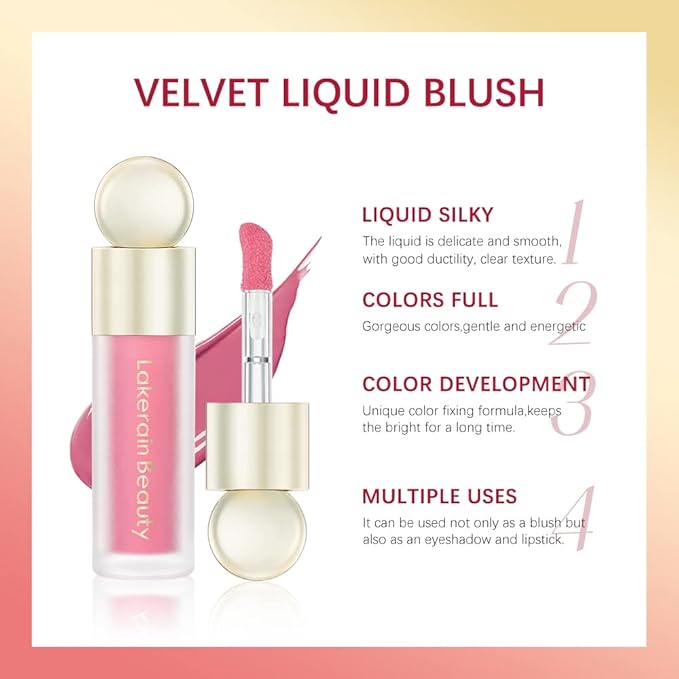 2 Colors Liquid Blush,Soft Cream Face Blush, Dewy Cheek Tint, Long Lasting Natural Matte Finish Looking,Moisturizing Lightweight Blendable Feel (02-HAPPY / 04 - LOVE)-GlimoraGlow