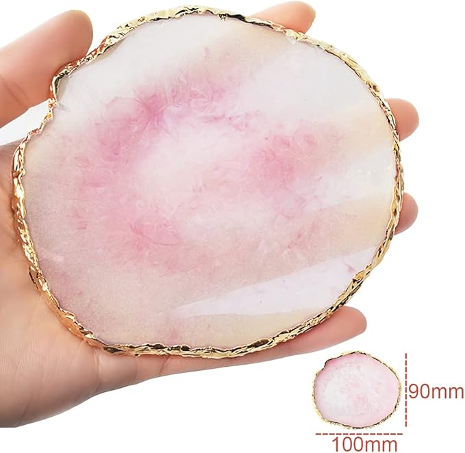 2 Pack Resin Nail Art Palette, Nail Painting Mixed Color Palette, Gilded Edge Nail Gel Color Makeup Display Board Pallet (White+Pink)-GlimoraGlow