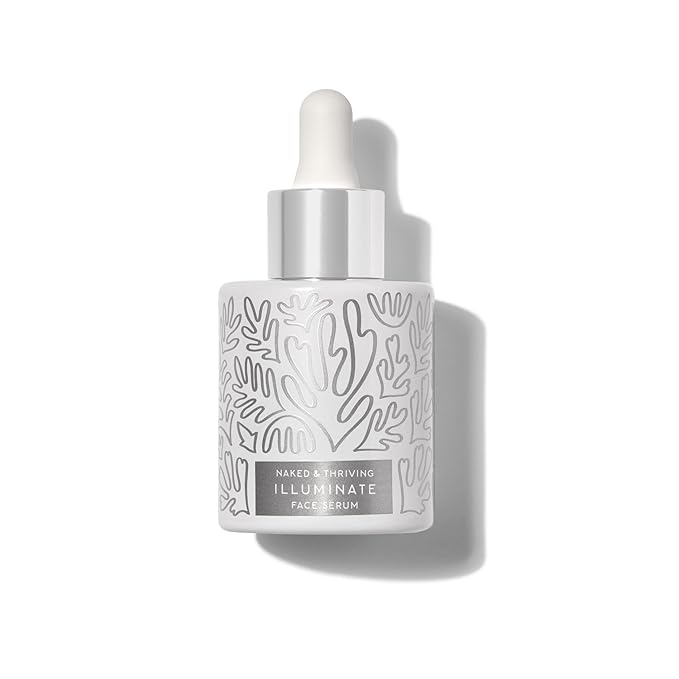 Naked & Thriving Illuminate BC+ Face Serum | Hyaluronic Acid, Vitamin C, Bakuchiol | Organic, Vegan, & Naturally-Derived Skin Care | For Mature Skin, Visible Spots and Wrinkles (1.0 fl oz/30 mL)-GlimoraGlow