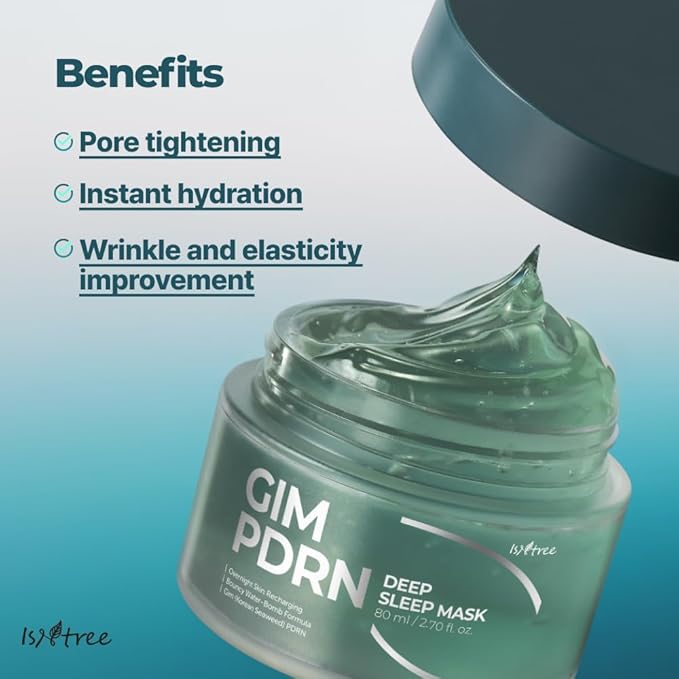 IsNtree Gim PDRN Deep Sleep Mask 80ml, 2.7 fl oz | Korean SEAWEED Skincare Sleeping Mask gel | Night Cream | Facial Mask | Overnight Gel mask for Hydration & Skin Bounce-GlimoraGlow