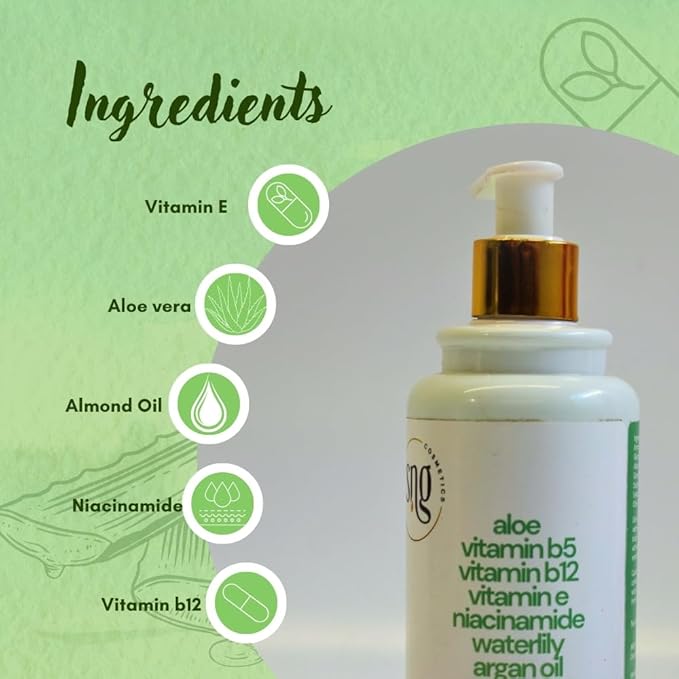 Aloe Vera Lotion for Dry Skin - Hand & Body Moisturizing Vitamin E Lotions 10.14 Fl Oz - Waterlily, Argan oil and Almond oil Extracts Skincare-GlimoraGlow