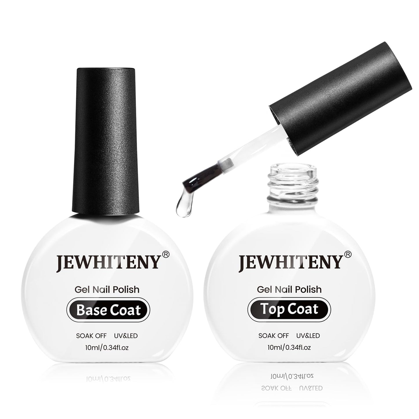 JEWHITENY 2 Bottles 10ML Gel Top Coat and Base Coat Set Gel Polish Long Lasting Glossy Shine Effect DIY Nail Art Design Need U V Lamp Curing-GlimoraGlow