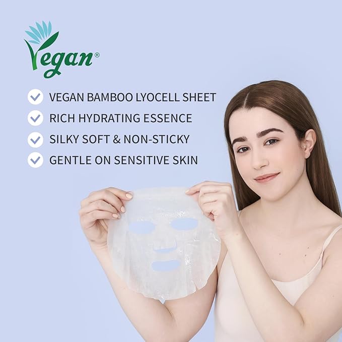 Hydrating Soothing Sheet Masks Gift Set for Skincare, Korean Vegan Sheet Mask for Dry, Sensitive Skin, Calming, Smoothing, Brightening, Collagen, Ceramide, Cica, Hyaluronic Acid 30EA-GlimoraGlow
