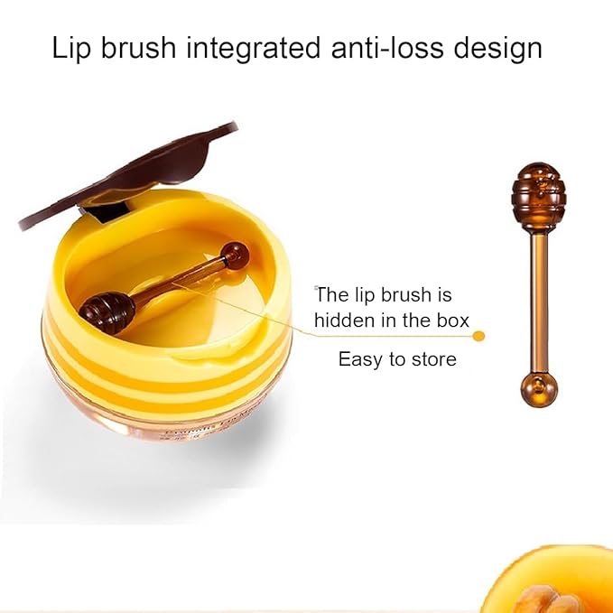 2 PCS Bee Lip Balm Honey Pot,Honey Lip Mask,Honey Propolis Lip Mask Moisturizing Moisture Nourishing Dry & Chapped Lips,Lip Care and Reduces Lip Lines-GlimoraGlow