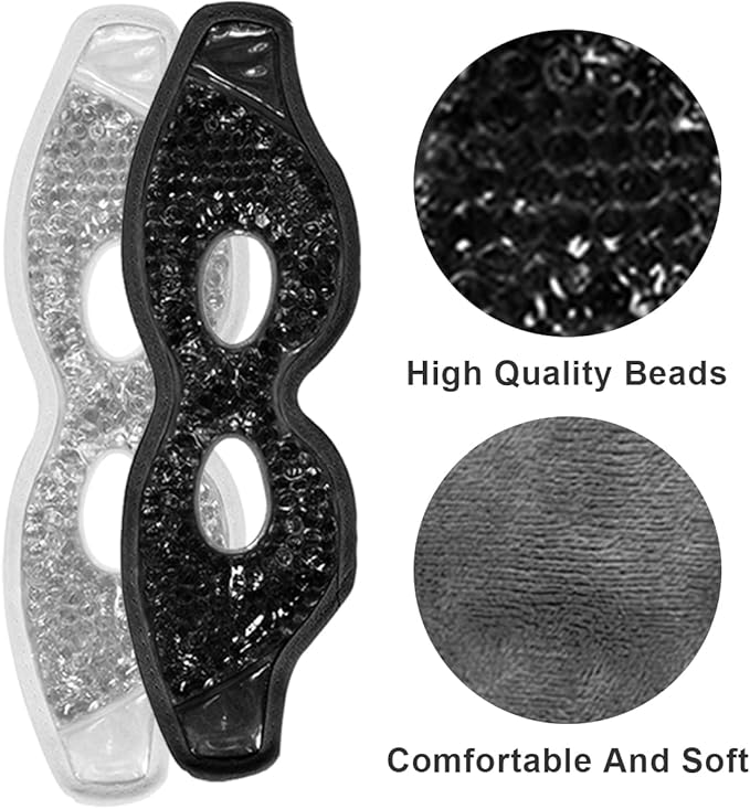 Jakuva 2PCS Cooling Eye Mask Sleeping Mask, Ice Eye Pads & Cold Eye Packs & Heat Cold Compress Pack Eye Spa Pad for Puffy Eyes,Puffiness,Headache,Stress Relief (Gray&Black)-GlimoraGlow