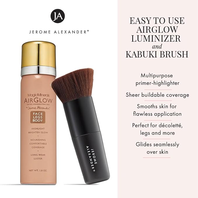 Jerome Alexander MagicMinerals AirGlow Tinted Highlighting Night Mist, Illuminating Airbrush Tinted Moisturizer Spray | 2PC | Champagne Glow-GlimoraGlow