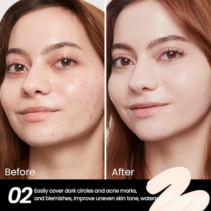 1 Pack Liquid Foundation Cream for Face Makeup,Durable Full Coverage Matte Concealer Make Up,Oil Control & Waterproof Base Primer -0.35 Fl.Oz (02#)-GlimoraGlow