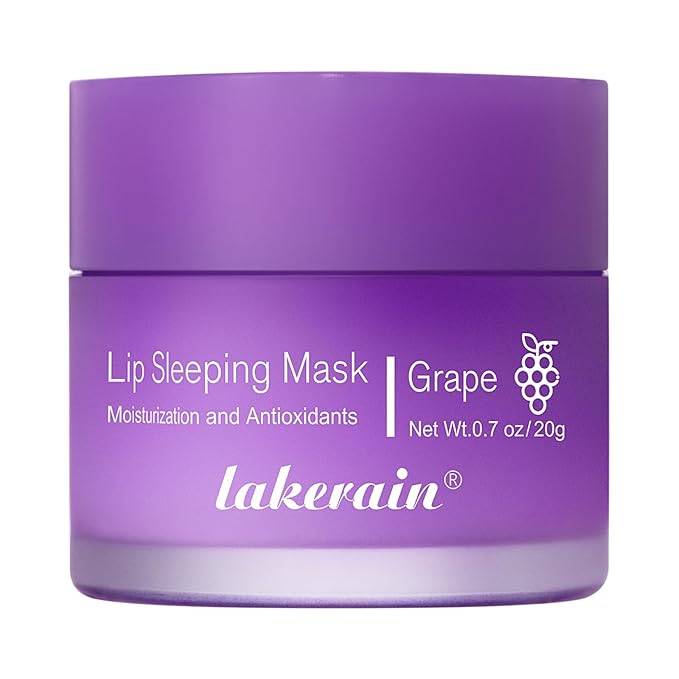 Hydrating Lip Sleeping Mask - Day and Night Repair Lip Balm for Chapped Dry Lips - Reduce Lip Lines, Enhance Lip Color, Hydrate & Plump Lips Care Lip Mask (Grape)-GlimoraGlow
