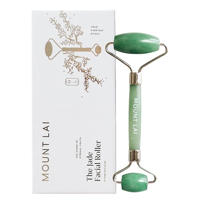 Mount Lai De-Puffing Jade Facial Roller – The Stone of Eternal Youth, Authentic Jade Face Roller for Sculpting, Soothing & Glowing Skin, Ultimate Facial Massager Tool for Self-Care Ritual-GlimoraGlow