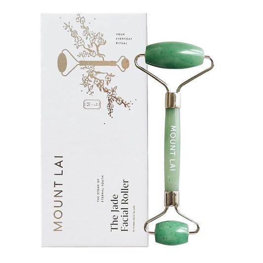 Mount Lai De-Puffing Jade Facial Roller – The Stone of Eternal Youth, Authentic Jade Face Roller for Sculpting, Soothing & Glowing Skin, Ultimate Facial Massager Tool for Self-Care Ritual-GlimoraGlow