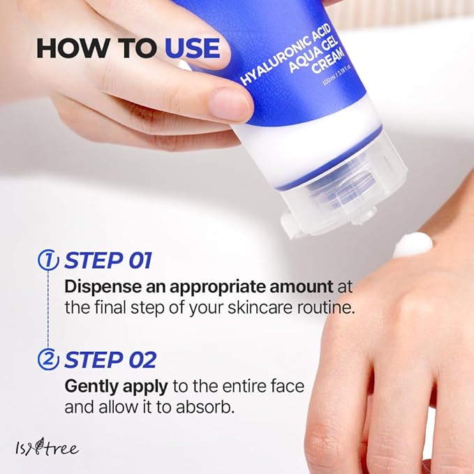 IsNtree Hyaluronic Acid Aqua Gel Cream 100ml, 3.38 fl oz | Korean Skincare | Lightweight Moisturizer | Quick-Absorbing Hydration | For Oily to Combination Skin-GlimoraGlow