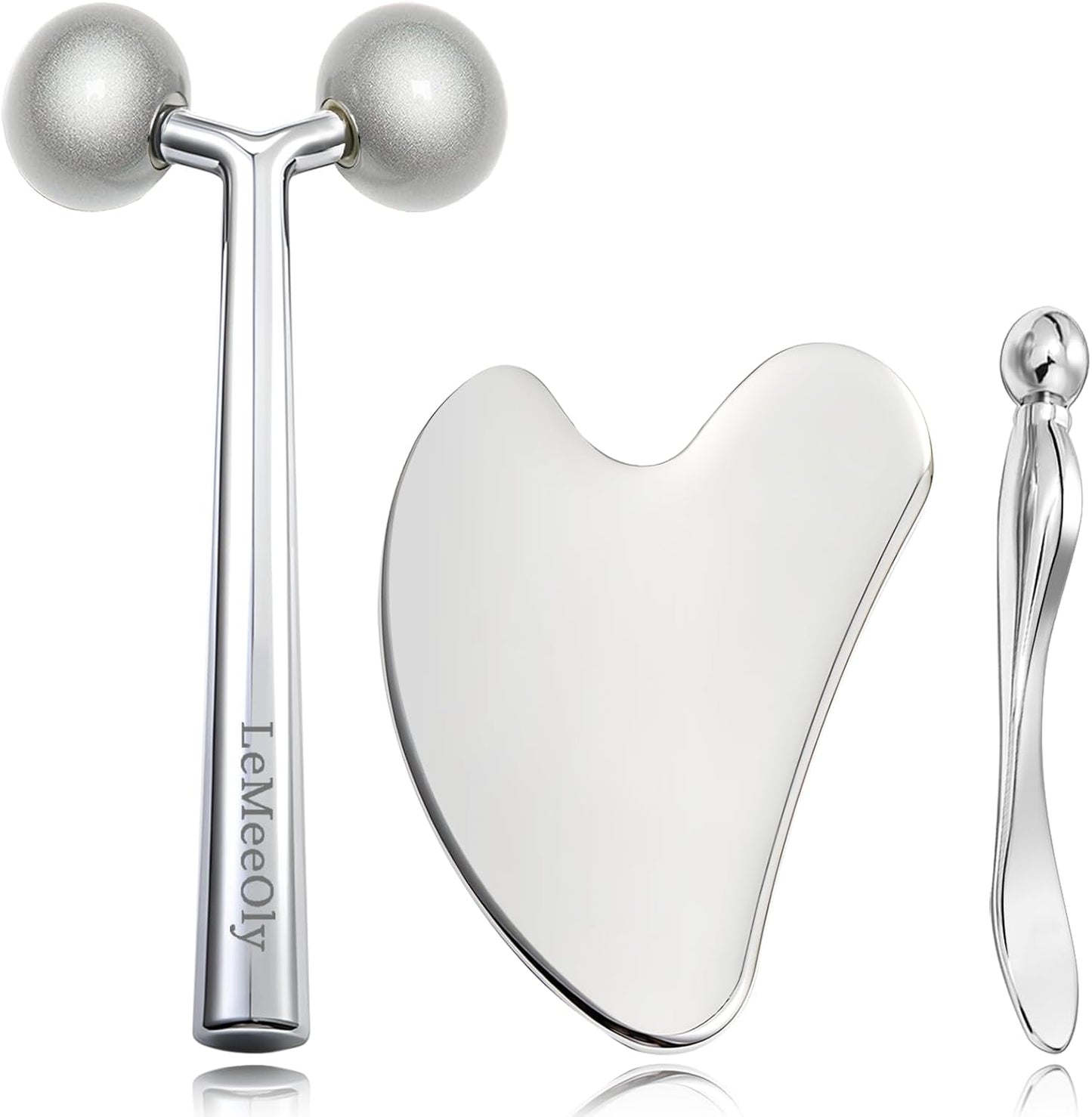 Gua Sha Facial Tools Stainless Steel & Face Roller Massager Skin, Facial Massage Skin Care for Face Neck Body, Reduce Puffiness Remove Wrinkles, Valentines Gift for Women-GlimoraGlow