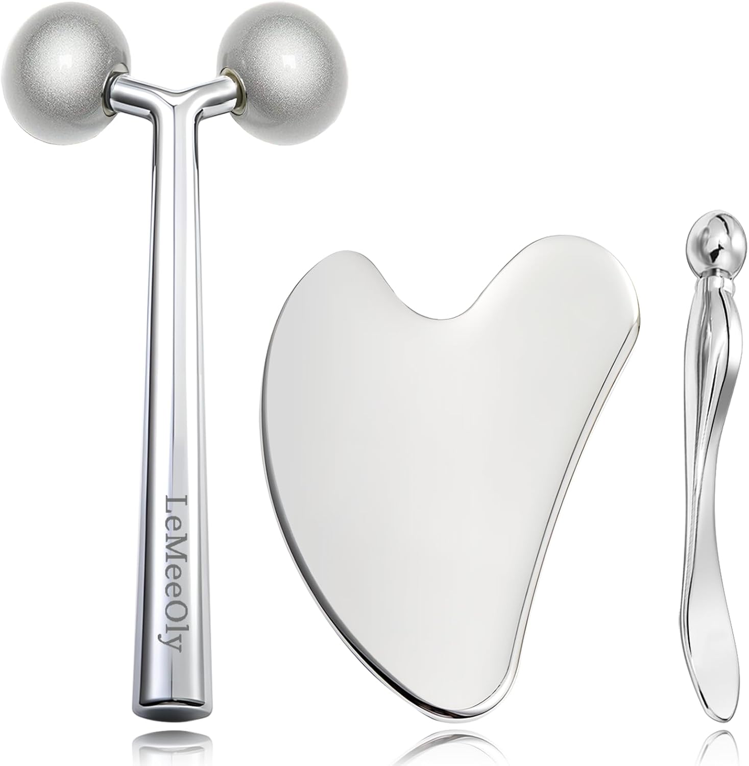 Gua Sha Facial Tools Stainless Steel & Face Roller Massager Skin, Facial Massage Skin Care for Face Neck Body, Reduce Puffiness Remove Wrinkles, Valentines Gift for Women-GlimoraGlow