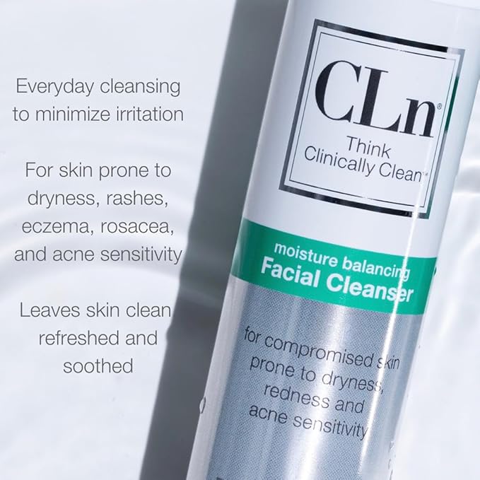 CLn® Facial Cleanser - Hydrating Facial Cleanser with Glycerin, For Skin Prone to Dryness, Eczema, Redness, Irritation & Acne Sensitivity, Fragrance-Free & Paraben-Free, 3.4 fl. oz.-GlimoraGlow