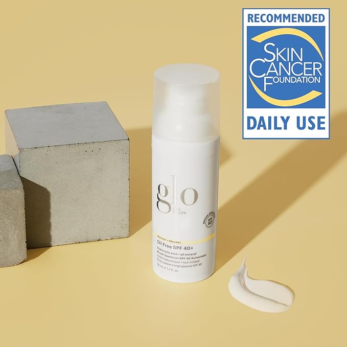 Glo Skin Beauty Oil Free SPF 40+ Hyaluronic Acid Infused All Mineral Sunscreen - Protect Against Sun Damage & Aging Environmental Skin Stressors - Weightless, Invisible Finish-GlimoraGlow