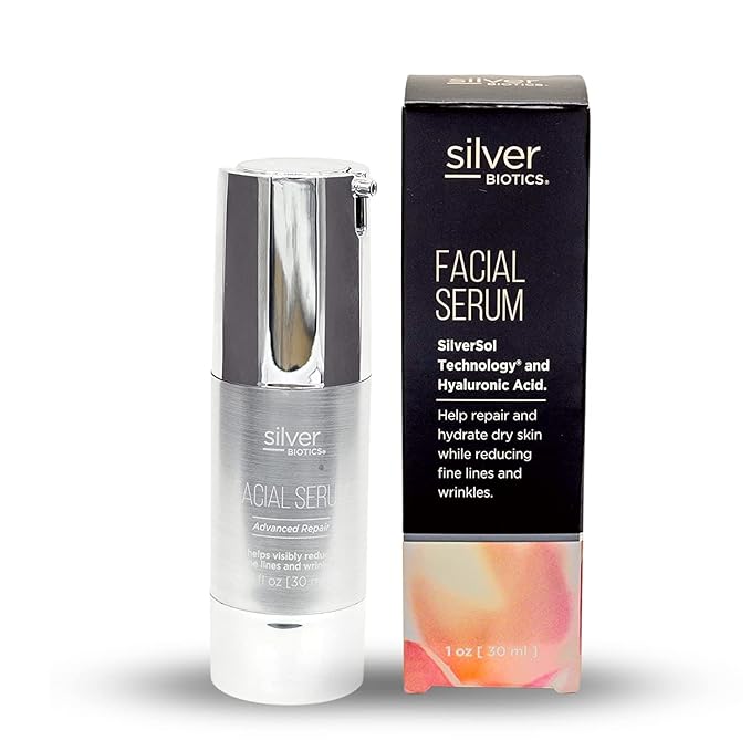 Silver Biotics Anti-aging Colloidal Nano-Silver Facial Serum Gel | Great For Blemishes, Scars & More All Natural Face Care | 20 PPM Silversol + 2% Hyaluronic Acid | 1 fl oz-GlimoraGlow