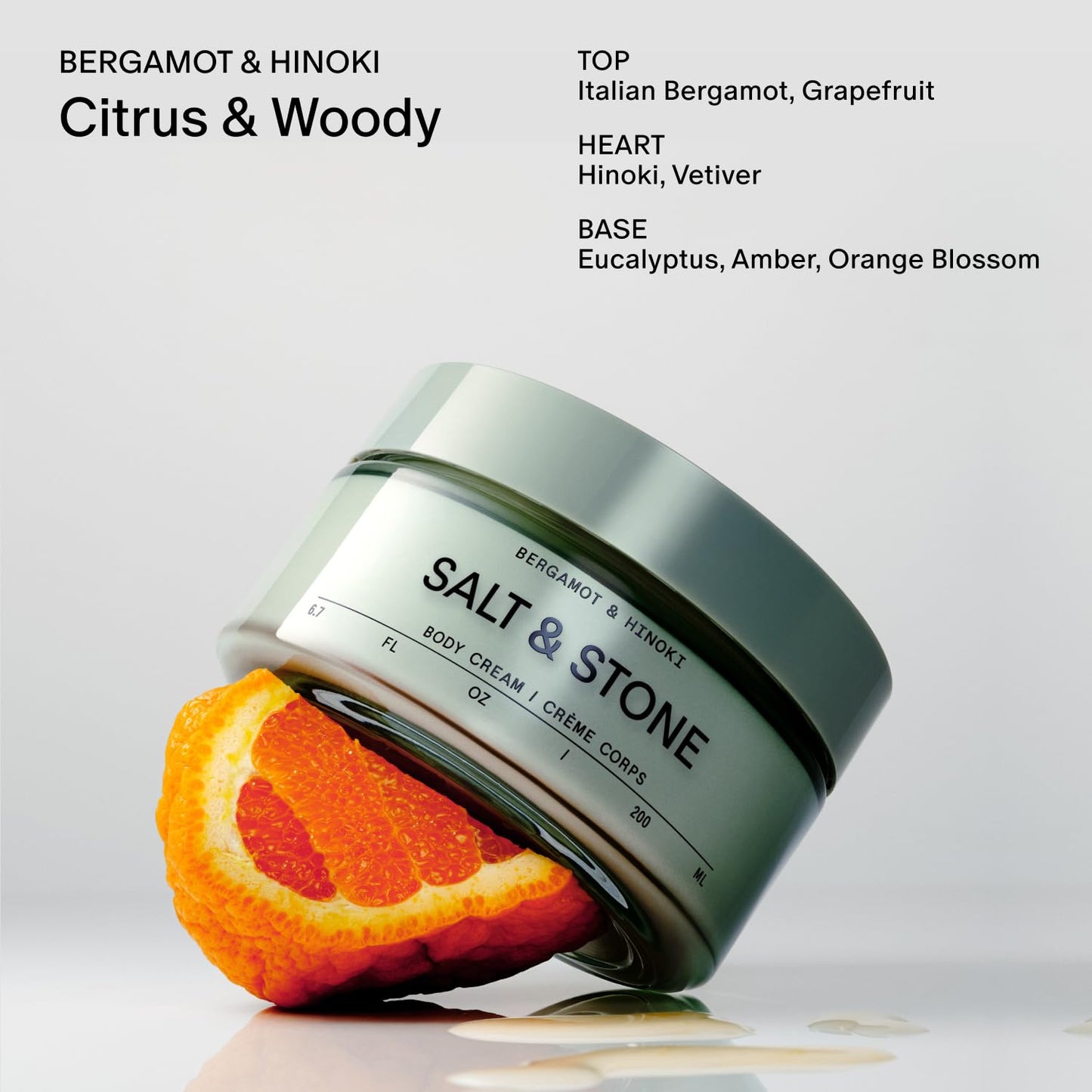 Salt & Stone Body Cream – Bergamot & Hinoki | Hydrating Formula with Seaweed Extracts, Spirulina & Squalane | Deep Hydration, Skin Barrier Repair & Healthy Glow | for all Skin Types (6.7 fl oz)-GlimoraGlow