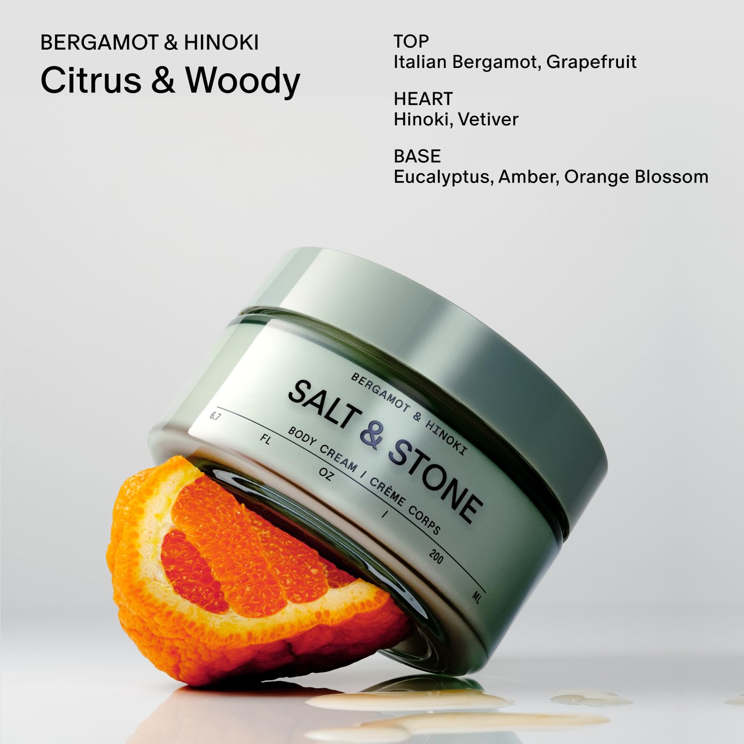 Salt & Stone Body Cream – Bergamot & Hinoki | Hydrating Formula with Seaweed Extracts, Spirulina & Squalane | Deep Hydration, Skin Barrier Repair & Healthy Glow | for all Skin Types (6.7 fl oz)-GlimoraGlow