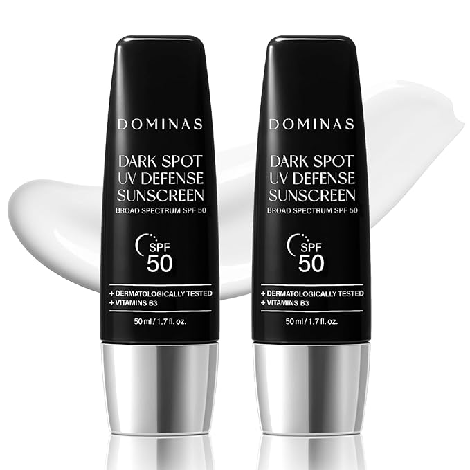 SPF 50 DOMINAS Sunscreen (Pack of 2, 1.7fl oz*2) - Korean Skin Care, UV Defense Sunblock, No White Cast, Non-Greasy, Hydrating, Lightweight Protection for Face & Body, Niacinamide, Sun Cream-GlimoraGlow