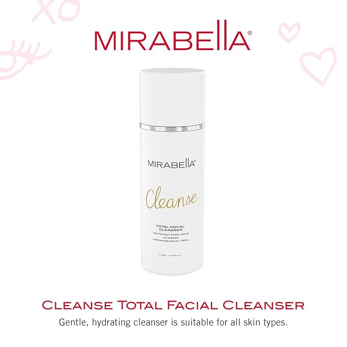 Mirabella Cleanse Total Facial Cleanser - Hydrating Gentle Cream Cleanser for All Skin Types - Face Cleanser & Makeup Remover - Face wash for Sensitive Skin & Oily Skin Formula-GlimoraGlow