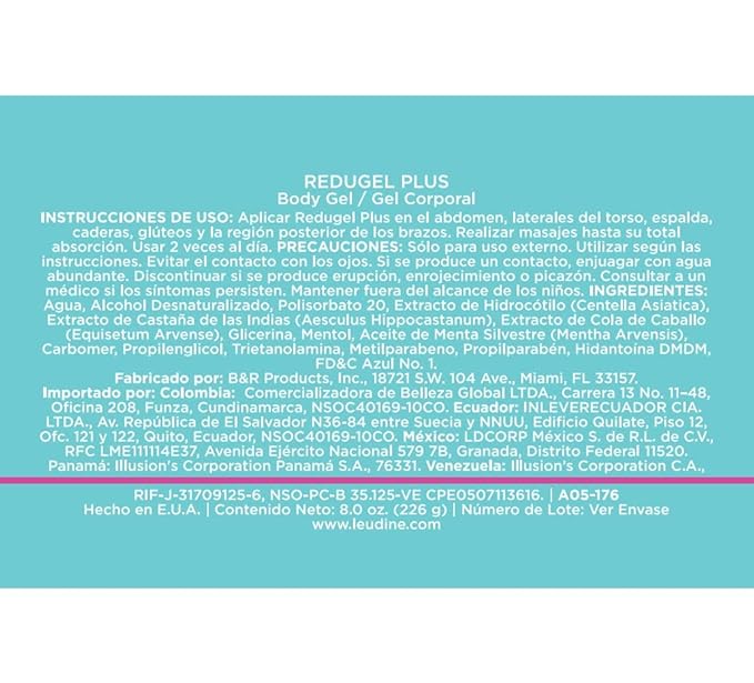 L’EUDINE Redugel Plus Skin Tightening Cream – Pack of 3 – 8oz Anti Cellulite Cream with Mint Oil, Field Horsetail, Marine Algae, Maca Extract – Powerful Non-Greasy Formula – Firming and Toned Skin-GlimoraGlow