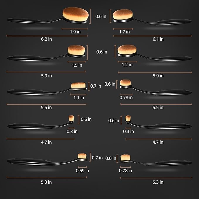 Yoseng Oval Makeup Brushes Set 10 Pcs Professional Oval Toothbrush Foundation Contour Concealer Eyeliner Blending Cosmetic Brushes Tool Set-With Box,Practical White Elephant Gift for Girls Women-GlimoraGlow